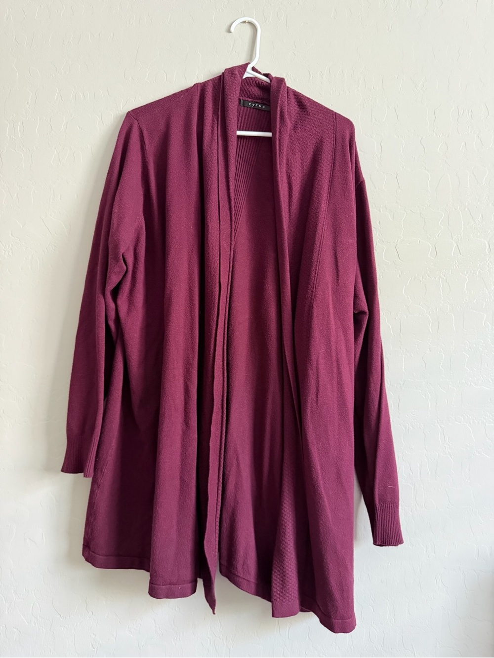 Cyrus Open-Front Cardigan Sweater - Burgundy